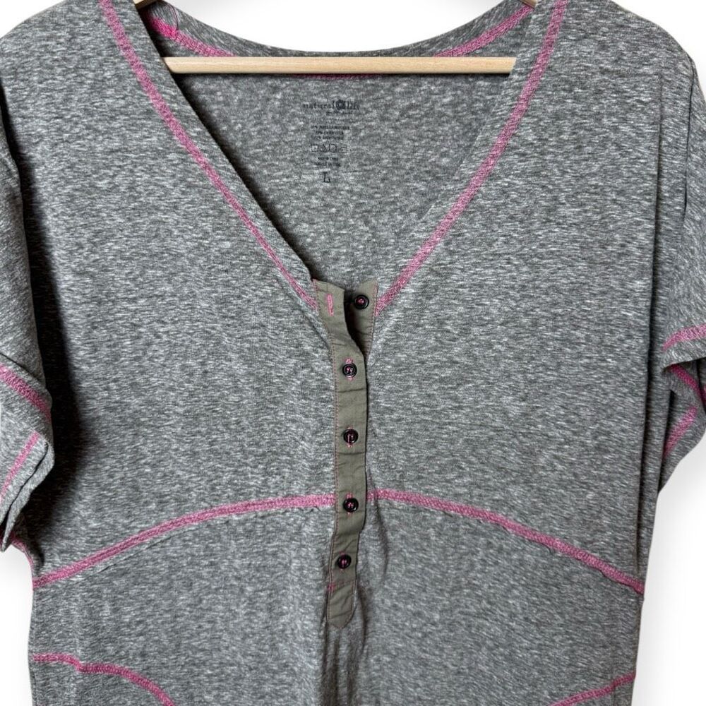 NATURAL LIFE Gray Jumpsuit Romper with Pink Trim - Picture 2 of 7